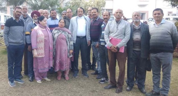 The members of delegation after a meeting with Principal Secretary Alok Kumar in Jammu on Thursday.