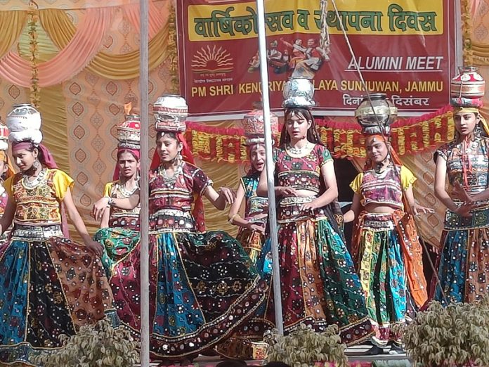 Students of Kendriya Vidyalaya Sunjuwan presenting a cultural item during Diamond Jubilee celebrations.