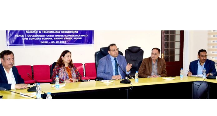 Commissioner Secretary, Science and Technology Saurabh Bhagat chairing a meeting on Tuesday.