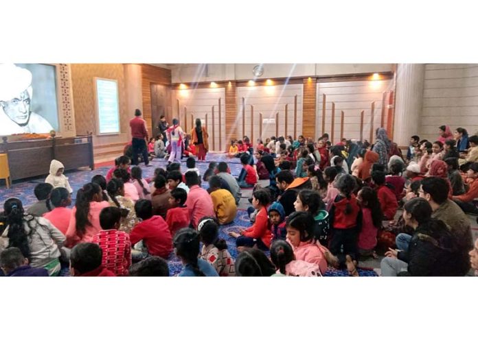 Children participating in Bal Divas celebrations at Bhagawaan Gopinathji Ashram, at Udaiwala, Bohri on Monday.