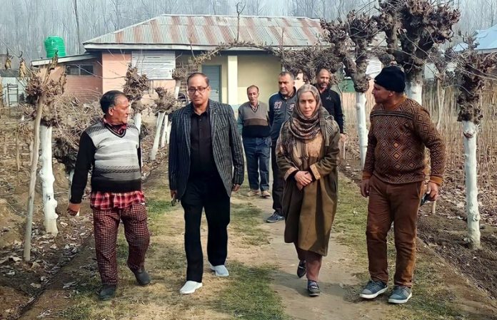 Director Sericulture Department, Ajaz Ahmad Bhat during visit to Mulberry Farms in Srinagar on Wednesday.