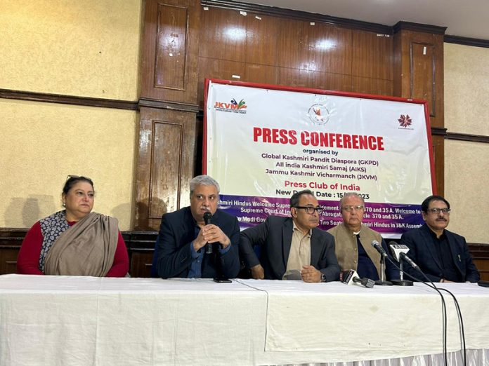 KP leaders at a press conference at New Delhi.