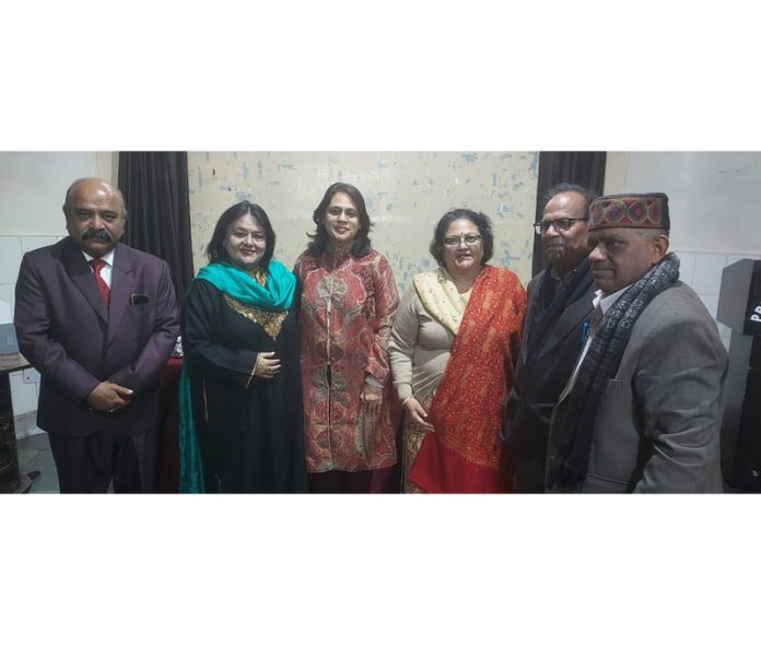 Family members of late Ram Swaroop Gupta and other dignitaries during a function at Jammu.