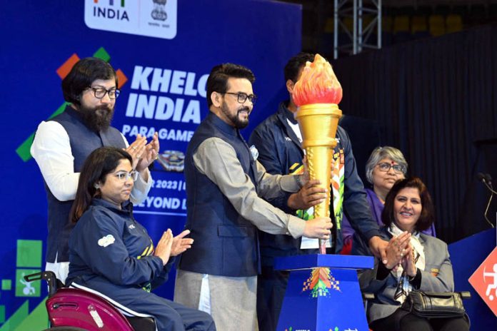 Union Minister for Sports, Anurag Thakur inaugurates the first-ever 'Khelo India Para Games' in New Delhi on Monday. (UNI)