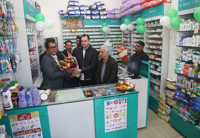 Representatives of Apollo Pharmacy India inaugurating its new store in Preet Nagar, Digiana on Friday.