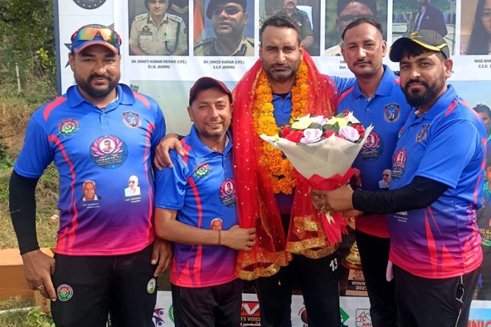 Sayed Shah Aziz and Ajeet Raj felicitated by teammates in Jammu after their selection in Indian Divyang Cricket team.