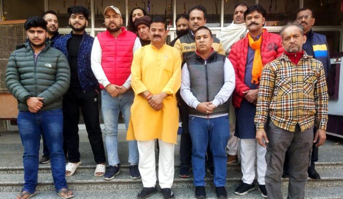 Dr Vikas Bhardwaj, State President ABGRF along with newly appointed members in Jammu on Tuesday.
