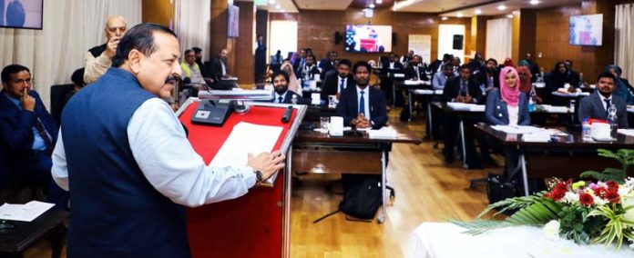 Union Minister Dr Jitendra Singh addressing Civil Services Officers from Maldives and Cambodia, currently undergoing a training programme,at Civil Services Officers' Institute (CSOI), Chankyapuri, New Delhi.