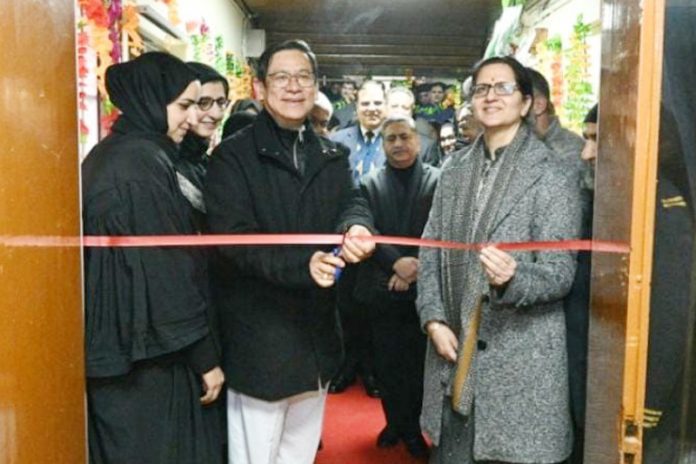 Chief Justice N Kotiswar Singh inaugurating Ladies Bar Room in HC complex Srinagar on Friday.