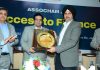 Com/Secy I&C, Vikramjit Singh being felicitated during an event hosted by ASSOCHAM in Jammu on Friday.