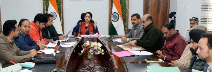 DC Udhampur Saloni Rai chairing a meeting on Wednesday.