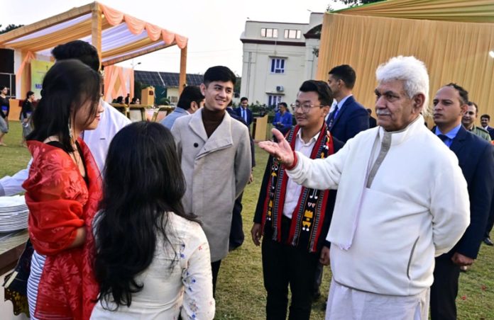 LG Manoj Sinha meeting with people of Nagaland on Statehood Day on Friday.