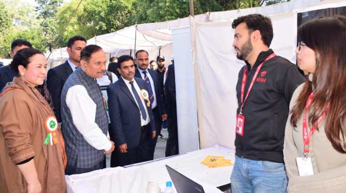 Advisor to LG Rajeev Rai Bhatnagar during visit to Mega Job Fair at GPC on Wednesday.