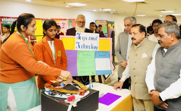 Union Minister Dr. Jitendra Singh speaking after inaugurating the New Delhi Municipal Council’s (NDMC) Schools Annual Science Fair at NDMC Convention Center, New Delhi on Tuesday.