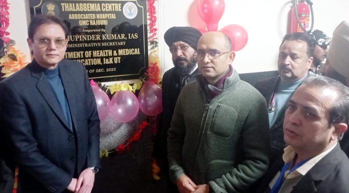 Secretary Health Bhupinder Kumar inaugurating vital healthcare facilities at Rajouri on Wednesday.