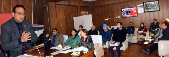 Commissioner Secretary SDD Saurabh Bhagat chairing a meeting on Wednesday.