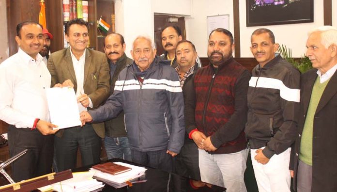 Members of Hotel & Restaurant Association, Katra during their meeting with Divisional Commissioner Ramesh Kumar in Jammu on Friday.