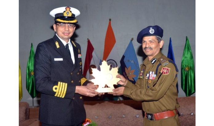 RR Swain, DGP J&K being felicitated during a function held at Sainik School Nagrota on Friday.