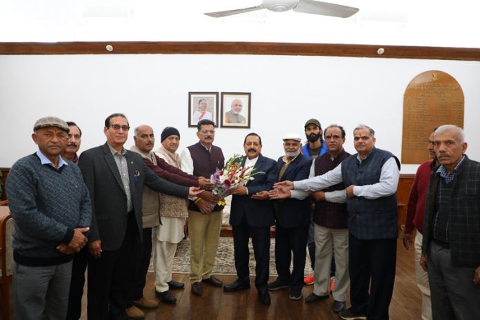 A delegation of OBCs from J&K during a meeting with Union Minister, Dr Jitendra Singh in New Delhi on Monday.