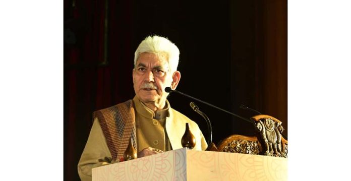 Lt Governor Manoj Sinha addressing an event on Thursday.