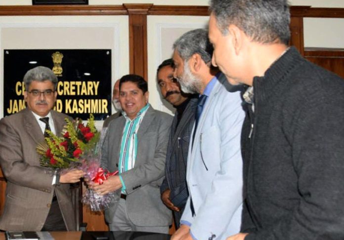 A delegation of PoJK DPs during meeting with Chief Secy, Atal Dulloo in Jammu.
