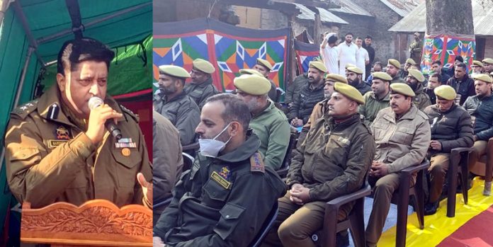 CO IRP 11th Battalion, Sandeep Mehta, addressing the police personnel during a grievance redressal camp in Anantnag on Thursday.