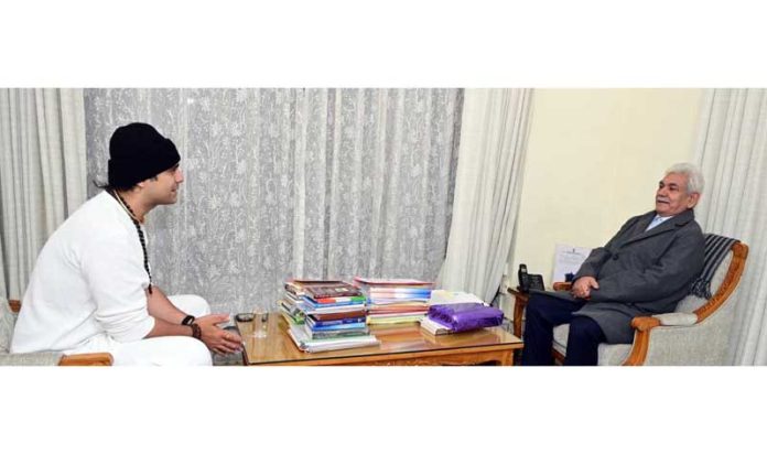 Lt Governor Manoj Sinha meeting Jubin Nautiyal.