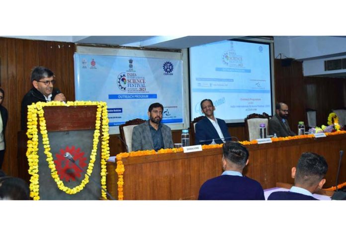 Dignitary addressing during CSIR-IIIM outreach programme on Monday.