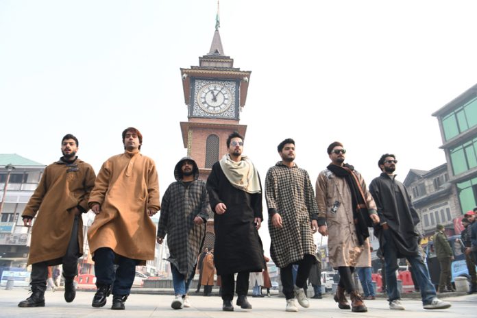 A number of locals gathered at the historic Lal Chowk to celebrate the “International Pheran Day” -Excelsior/Shakeel