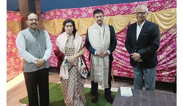 Office bearers of Senior Citizens Support Services Club posing for a photograph at AGBM of the Club in Chowadi, Jammu on Tuesday.