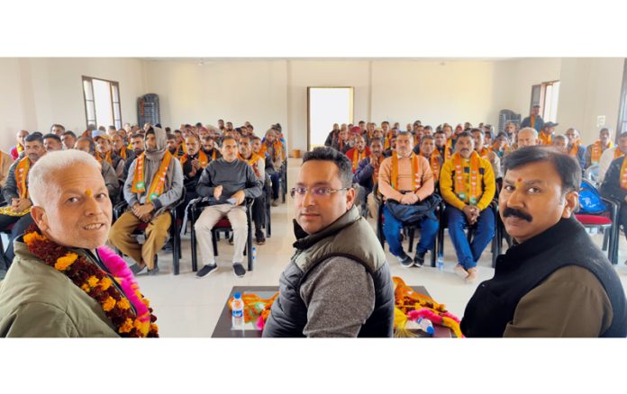 BJP leaders during VDG meeting at Reasi on Thursday.
