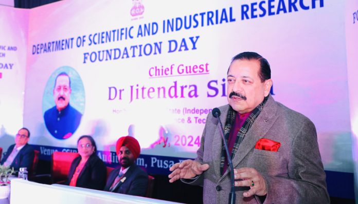 Union Minister Dr. Jitendra Singh, addressing the 40th Foundation Day celebration of the Department of Scientific and Industrial Research, at New Delhi on Friday.