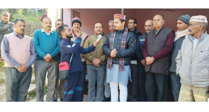 BJP spokesperson RS Pathania with party cadre at Ramnagar in Udhampur district.