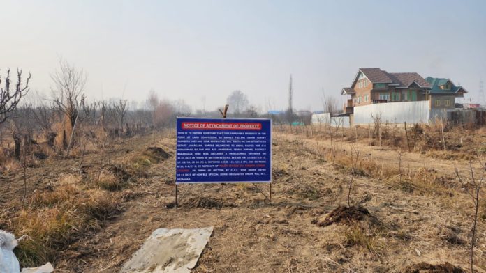 A property attached by the SIA at Amarghar, Sopore on Thursday. -Excelsior/Aabid Nabi