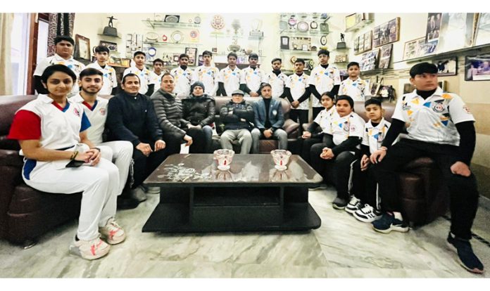 J&K Sambo team posing with dignitaries before leaving for the National Championship on Tuesday.