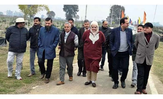 Secretary in Agriculture Production Department Shabnam Kamili during visit to RS Pura on Monday.