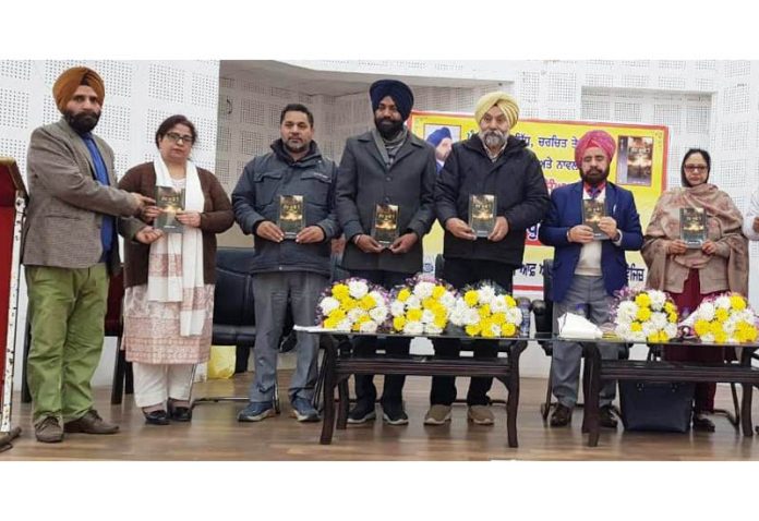 Dignitaries during a literary function at Jammu on Monday.