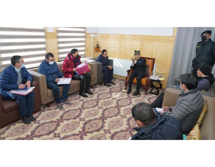 LG Ladakh BD Mishra (Retd) chairing a meeting.