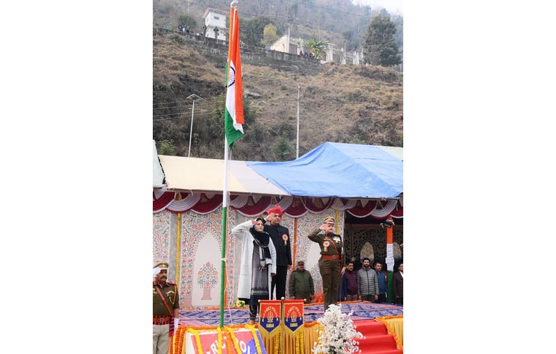 DDC Chairperson Ramban taking salute from March Past.