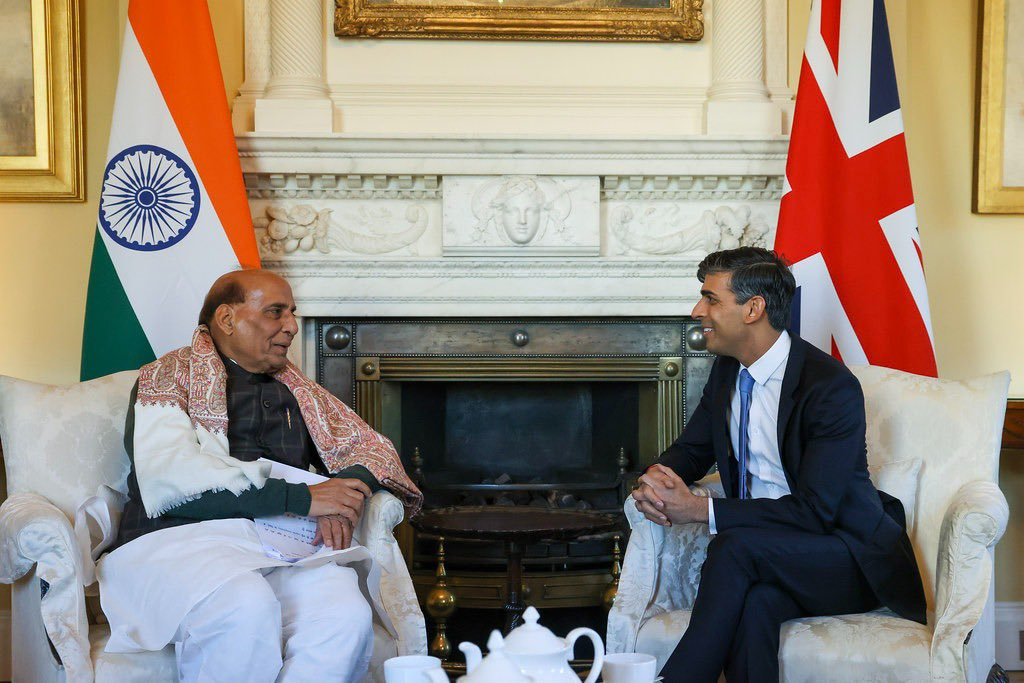 Rajnath Singh Concludes UK Go to After ‘Heat Assembly’ With PM Rishi Sunak