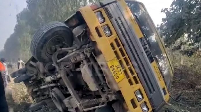 7 students, 3 teachers injured as school bus turns turtle