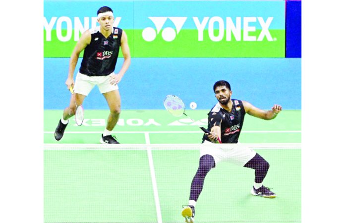 Satwik and Chirag in action during a match on Sunday.