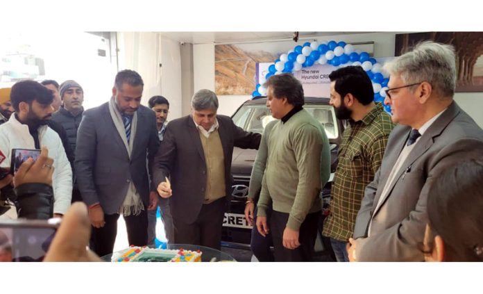 Sahil Mahajan, CEO of Pace Hyundai launching new Hyundai CRETA in Jammu on Tuesday.