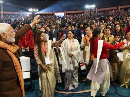 Prime Minister Narendra Modi interacts with students, teachers and parents during the Pariksha Pe Charcha 2024, in New Delhi on Monday. (UNI)