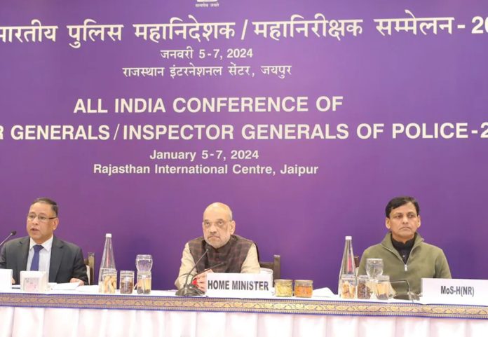 Union Home Minister Amit Shah chairs inaugural session of the Conference of Directior General of Police at Jaipur on Friday.