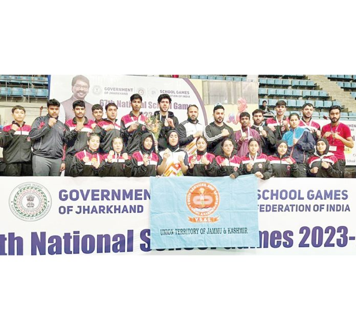 J&K Wushu team emerged as 2nd runner up in 67th School Games U-19 at Jharkhand. They won 13 medals including 5 gold, 3 silver and five bronze medals in the Championship.