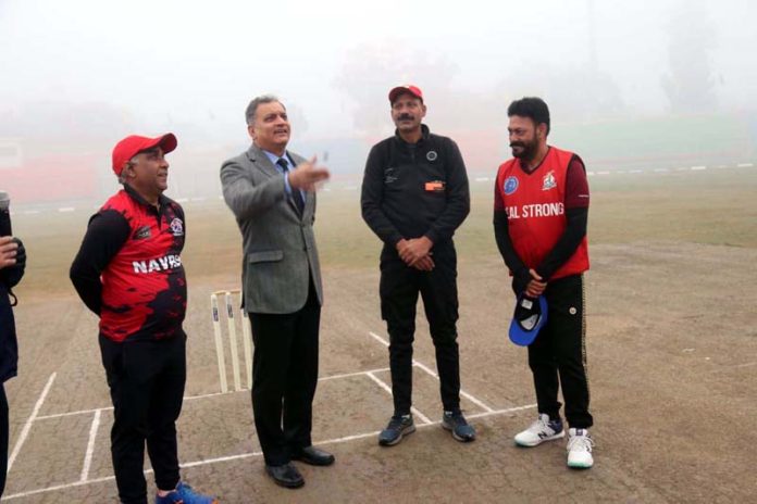 Shalinder Singh, SSP Crime Jammu interacting with players during a cricket match in Jammu.
