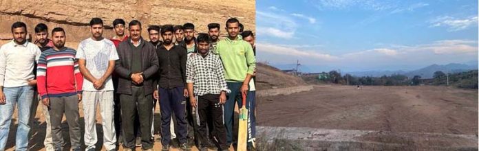 Sarpanch, Roun-I Krishan Singh posing with youth of local area (left) and newly constructed playground in the village (right).