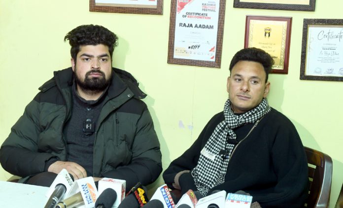 Differently-abled cricketer from Jammu and Kashmir, Amir Hussain Lone addressing media on Wednesday.