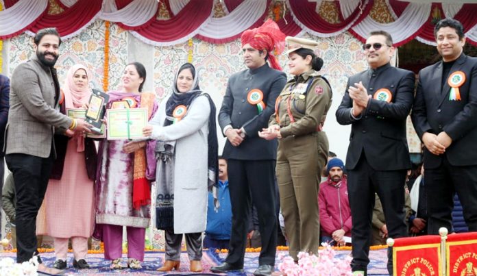 A young and talented official working as In-charge Personal Section of Deputy Commissioner’s office Ramban, Ishan Chaudhary has been felicitated by Chairperson, District Development Council, Ramban Dr Shamshad Shan for his exemplary services in the Department in presence of Deputy Commissioner, Baseer-Ul-Haq Chaudhary and SSP, Mohita Sharma at the Republic Day function.